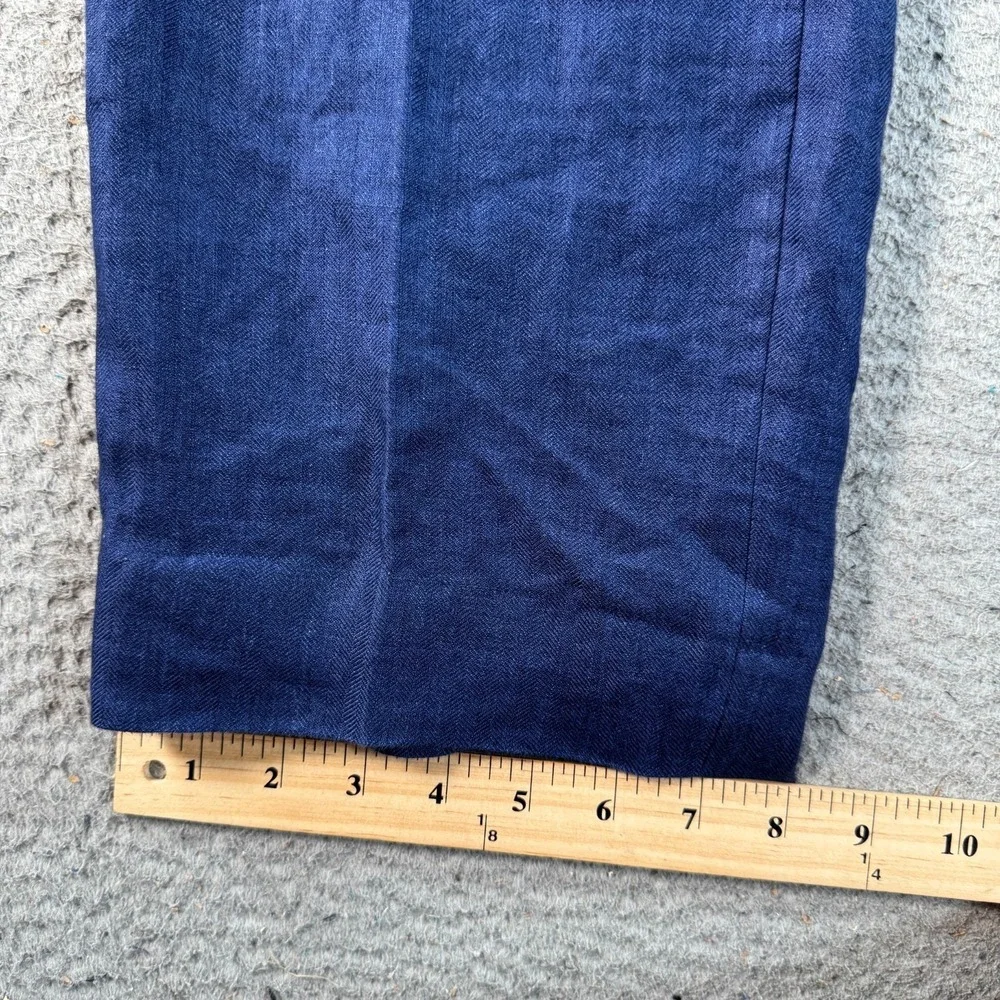 Hawes And‎ Curtis Pant Men's 36x29 Blue Linen Dress Straight Slacks Trouser